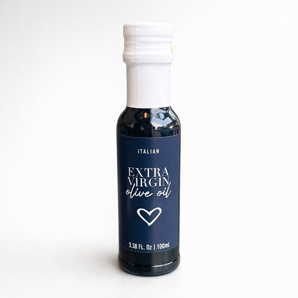 Bottle of Italian Extra Virgin olive oil on a white background